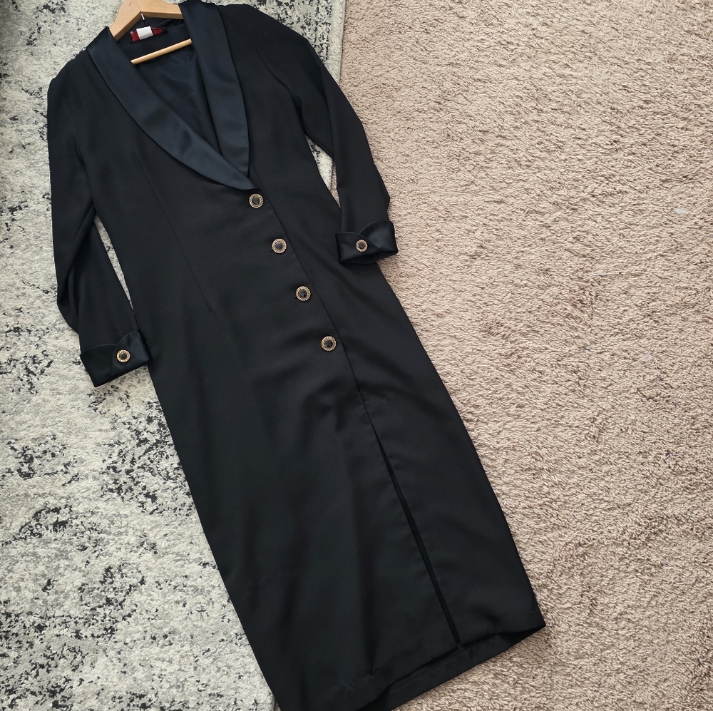 Vintage 90s J.R. NITES Blazer Maxi Dress Womens 8 Gothic Chic City Evening Wear - Picture 2 of 9